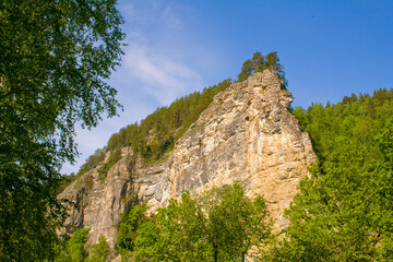Fototapeta na wymiar Kalim-Uskan is a rock located in the Ishimbay region of Bashkortostan, Russian Federation.