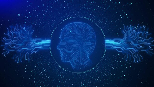 AI Artificial intelligence digital brain, big data deep learning computer machine IoT Internet of Things. Futuristic quantum computing background. Digital Big Data Flow. Deep Learning concept.