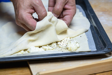 ligurische pizza Käse-Focaccia  Focaccia di Formaggio
