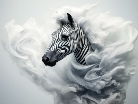 A black and white photo of a zebra. Generative AI.