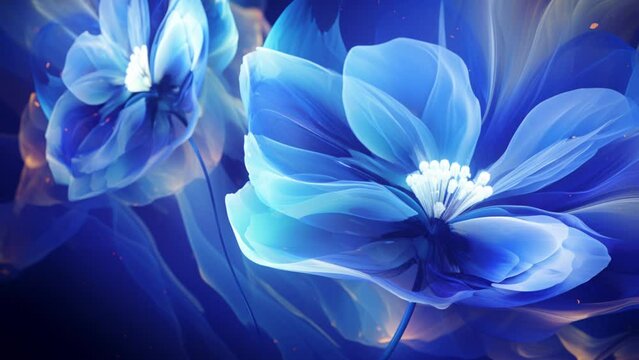 blue flowers texture motion cg background waving abstract loop design for text