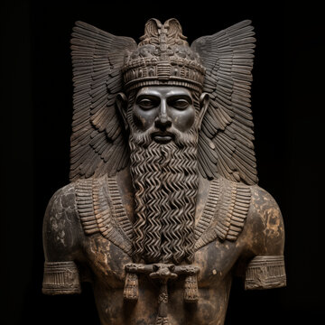 Ancient Sumerian mythology. Enki,ancient Sumerian mythological god. Created with Generative AI technology.Ancient Sumerian mythology. Enki,ancient Sumerian mythological god. Created with Generative AI