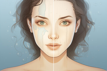 An illustration demonstrating the importance of proper skincare in maintaining clear pores and a healthy complexion.