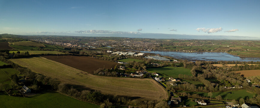 Aerial view of Carrigaline and surroundings, County Cork, Ireland