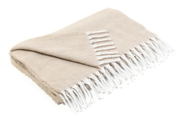 One beautiful beige blanket isolated on white