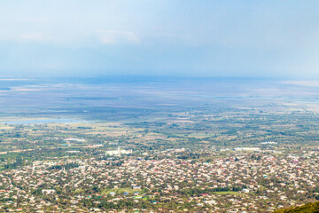 travel to Georgia - village in Alazan valley in Kakheti region from Signagi town in Georgia on...