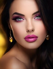 Fototapeta premium AI generated illustration of a young woman with a glamour makeup