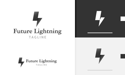 Logo design icon of geometric black thunder lightning sharp edges in modern black white monochrome