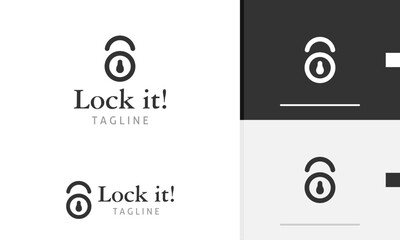 Logo design icon of geometric secure locked padlock key simple and modern, hacker security protect
