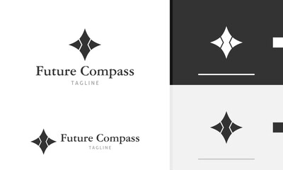 Logo design icon of geometric compass arrow pointing west north south east adventure journey tool