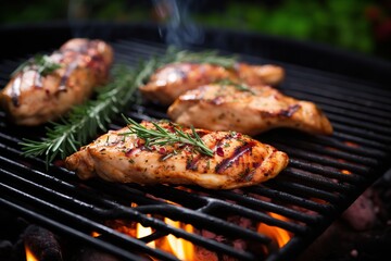 Chicken marinated fillet meat on the grill