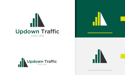 Logo design icon of up down business graph chart statistic diagram report economic marketing