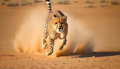  Cheetah running, South Africa. Generative AI