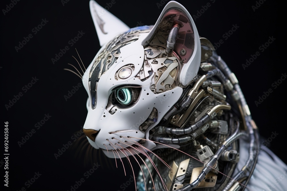 Wall mural Artificial intelligence robot cat. Futuristic concept