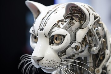 Artificial intelligence robot cat. Futuristic concept