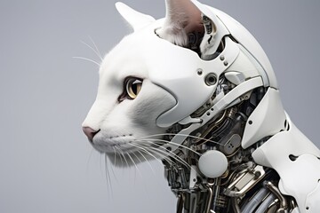 Artificial intelligence robot cat. Futuristic concept