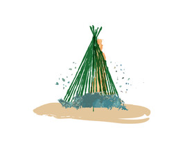 どんど焼きのイラストです