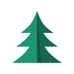 Green pine christmas tree winter icon flat vector design