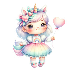 Fototapeta premium watercolor cute valentine pony