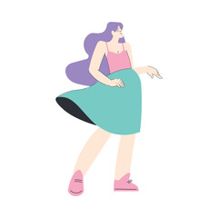 Dreaming Woman Character Having Fancy Imagination Vector Illustration