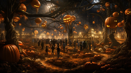 Pumpkin fair before on Halloween eve
