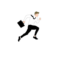  Illustration of businessman running on a briefcase