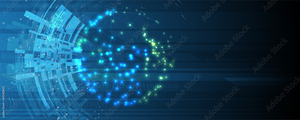 Poster Technology Network Vector Background.. Science and technology presentation background. Big data connectivity software development wallpaper