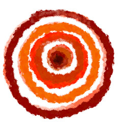 Circle painted watercolor swirl isolated on white background, Red, Orange, Brown color, Hand drawn, Round strokes of  paint brush, Abstract, Gradient shape, Watercolor illustration