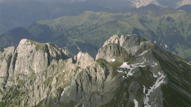 Gorgeous Mountain Peaks in the Austrian Alps, Helicopter Aerial Flight