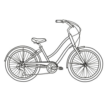 Hand-drawan cruiser bike flat isolated on a white background. Vector illustration.