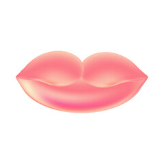 Vector aesthetic 3d plump lips, isolated on transparent background. Close up women mouth beauty icon. Vector illustration element for aesthetic cosmetology poster, banner, web design.