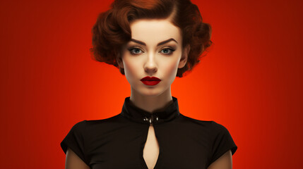 Retro portrait of a strong and slender woman
