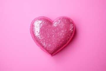 Obraz premium Glitter heart on a pink background for valentine's Day 