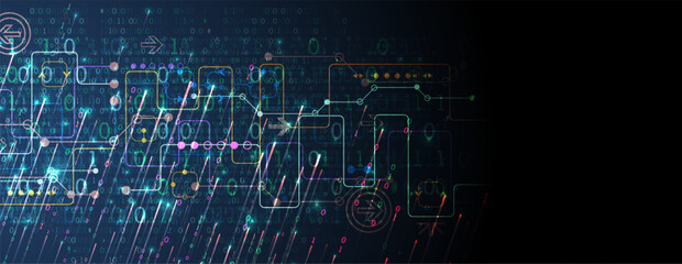 Abstract data gradient color background. Hand drawn digital technology concept. Vector