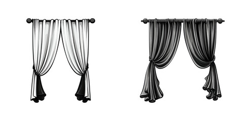 Cartoon curtain isolated on a white background. Vector illustration
