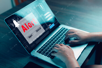 Cyber security password login online concept,Email with laptop spam and virus computer monitor...