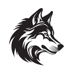 Wolf in cartoon, doodle style. Isolated 2d vector illustration in logo, icon, sketch style, Eps 10, black and white. AI Generative