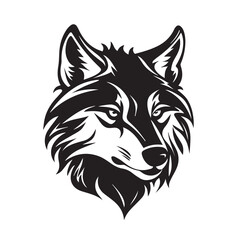 Obraz premium Wolf in cartoon, doodle style. Isolated 2d vector illustration in logo, icon, sketch style, Eps 10, black and white. AI Generative