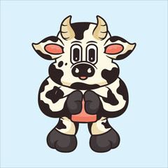 Cute cow mascot cartoon vector icon illustration