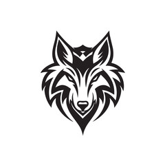 Fototapeta premium Wolf in cartoon, doodle style. Isolated 2d vector illustration in logo, icon, sketch style, Eps 10, black and white. AI Generative