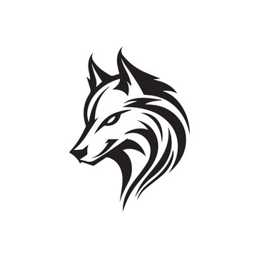 Wolf in cartoon, doodle style. Isolated 2d vector illustration in logo, icon, sketch style, Eps 10, black and white. AI Generative