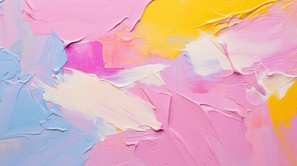 Artist's masks in pink yellow and white paint, abstract painting