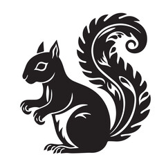Squirrel in cartoon, doodle style. Isolated 2d vector illustration in logo, icon, sketch style, Eps 10, black and white. AI Generative