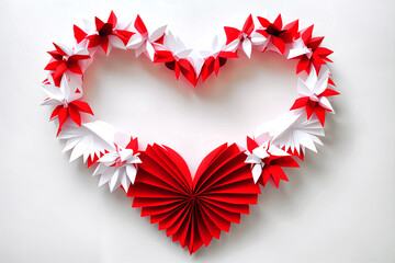 Paper origami heart on white background. Valentine's day concept.