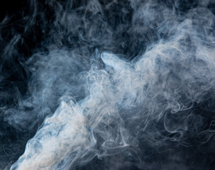 gray smoke on a black background. - obrazy, fototapety, plakaty