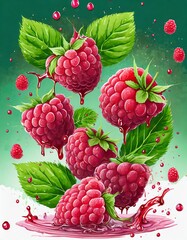Falling Raspberries background illustration