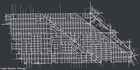 Detailed hand-drawn navigational urban street roads map of the LOGAN SQUARE COMMUNITY AREA of the American city of CHICAGO, ILLINOIS with vivid road lines and name tag on solid background