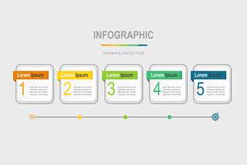 infographic elements  template, business concept with 5 steps,  multi color rectangle shapes design for workflow layout, diagram, annual report, web design. Creative banner, label vector 