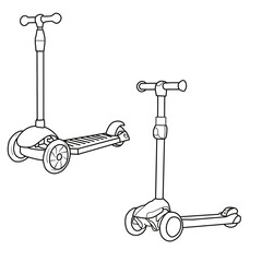 3-wheel scooter for kids, isolated on a white background.