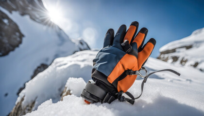 Winter Adventure Essentials: Climbing Tool in Alpine Expedition - obrazy, fototapety, plakaty
